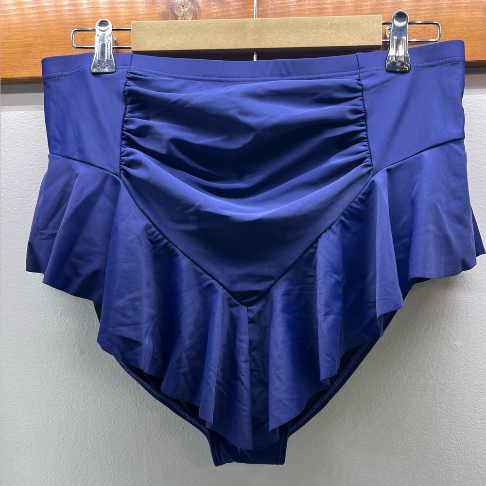 BloomChic Blue Ruffled Skirted Swimsuit Bottom